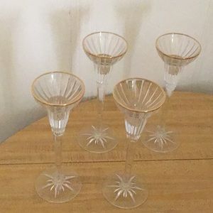 Lenox Crystal Gold Rim Candle Holders Set of 4